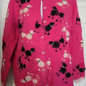 Women's Pink Sweater with Black and Cream Accents